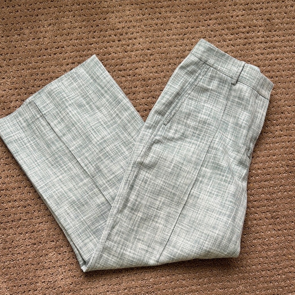 Lafayette 148 Blue Plaid Cotton/Wool Lightweight Trousers! 💚🩵💙🤍